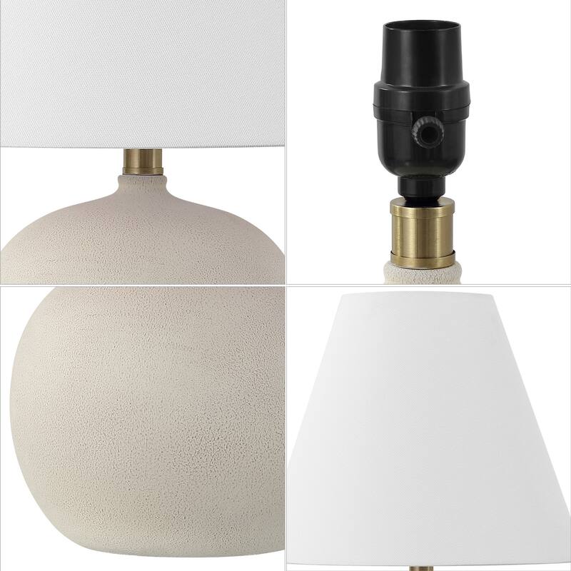 Asher 18.25" Minimalist Scandinavian Resin/Iron Gourd LED Table Lamp (Set of 2), by JONATHAN Y