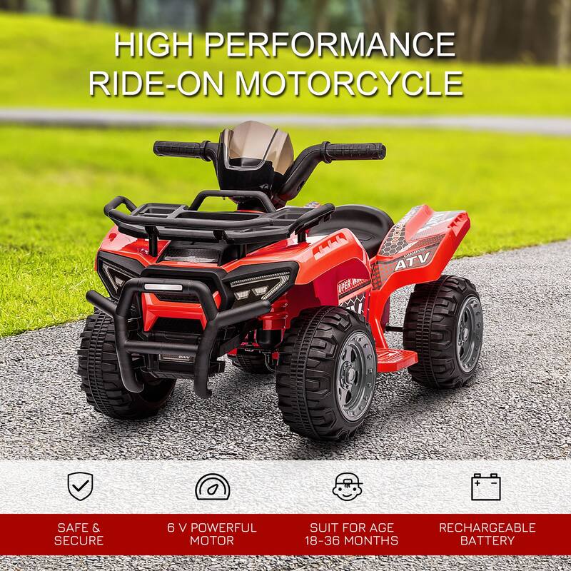 Electric Kids 4-Wheeler Ride On ATV with Music, Easy-to-Use Handlebar Controls and 45 Minutes of Playtime for 18-36 Months