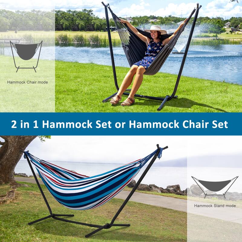 10.7 ft. 2-Person Brazilian-Style hammock with Stand - Convertible