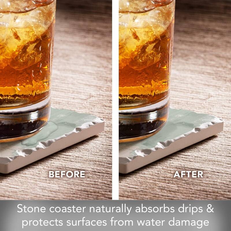 Absorbent Stone Tumbled Tile Coasters, Oasis, Set of 4