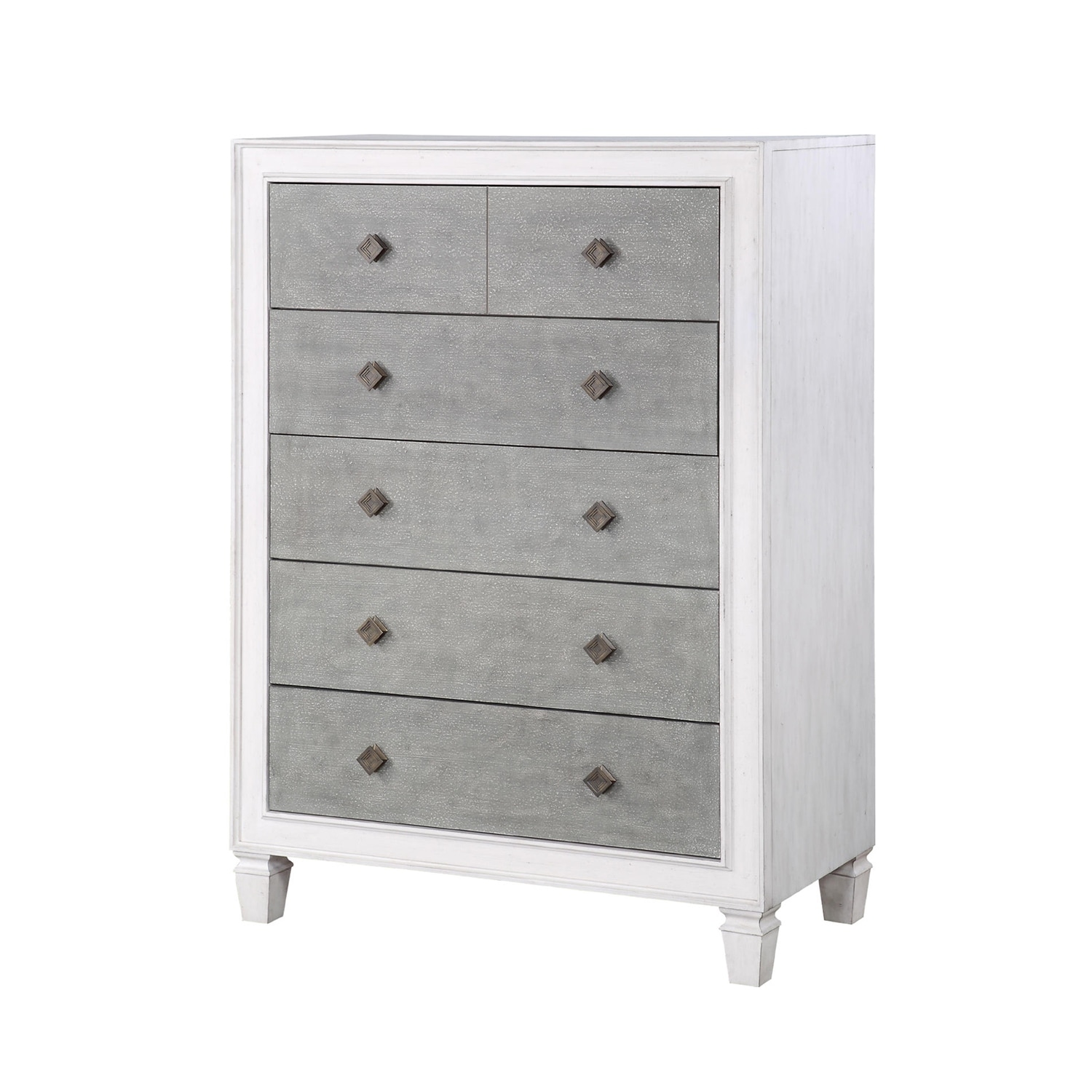 5 Drawers Wooden Chest in Rustic Gray and Weathered White