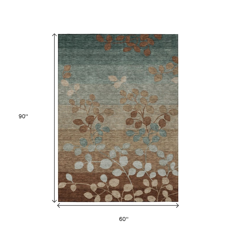 HomeRoots Floral Transitional Rectangle Outdoor Rug