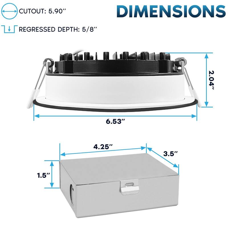 Luxrite 5 Inch LED Recessed Ceiling Light, 18W, 5CCT 2700K-5000K, 1600LM, Dimmable, Wet Rated, IC, ETL - Black - 1 Pack