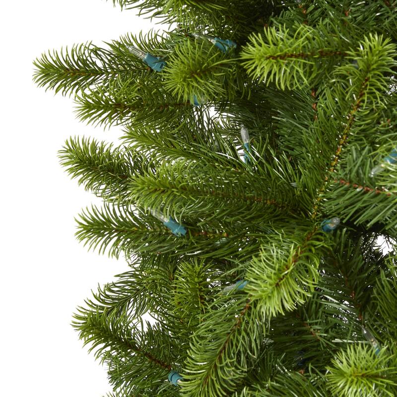 8ft. Slim Spruce Artificial Christmas Tree with 600 Warm White Lights, Instant Connect & 1294 Branches - Festive X-Mas Tree
