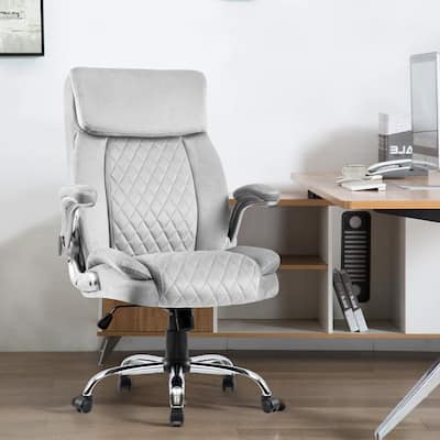 Swivel Office Chair Ergonomic Office Chair with Velvet Headrest, Lumbar Design Cushion and Tilt, for Office