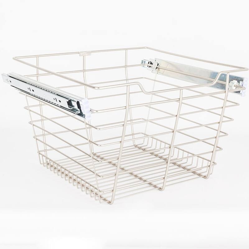 Hardware Resources 11" Tall Pull Out Wire Basket with Full Extension - Satin Nickel