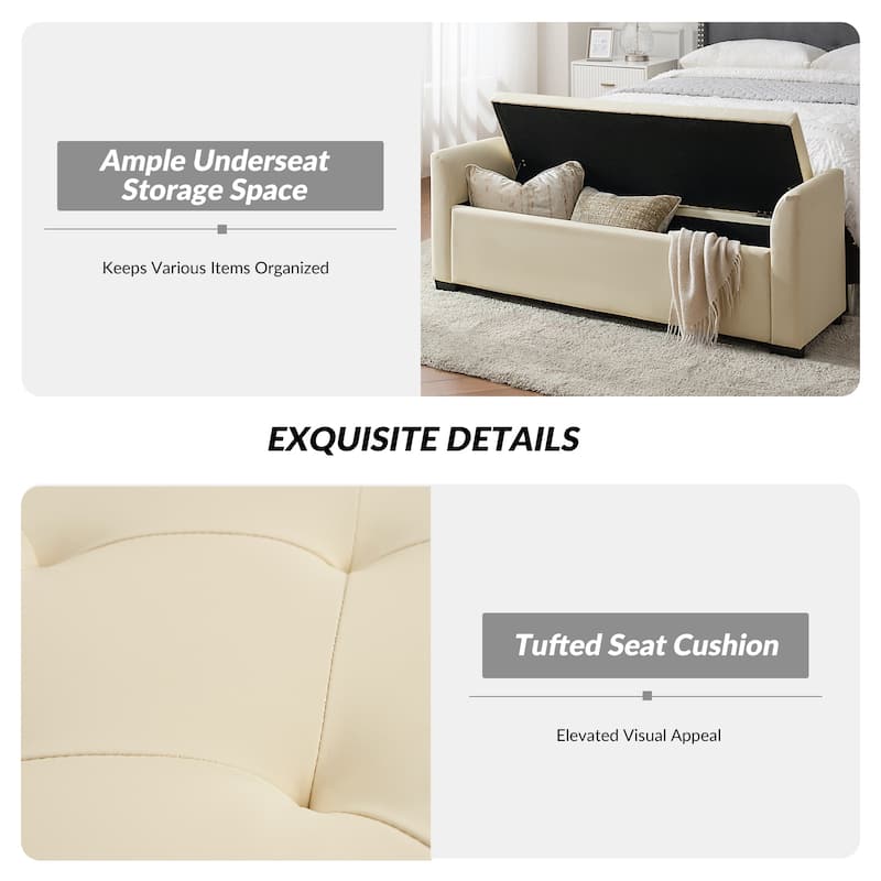 Laura Traditional 57.75"Wide Tufted Storage Bench by HULALA HOME