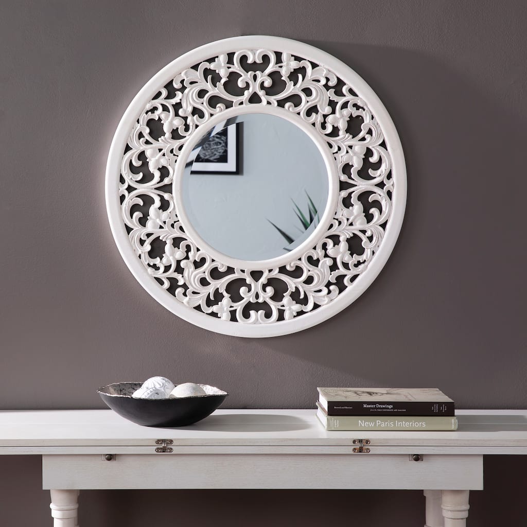 SEI Furniture Kenni Transitional White Wood Mirror