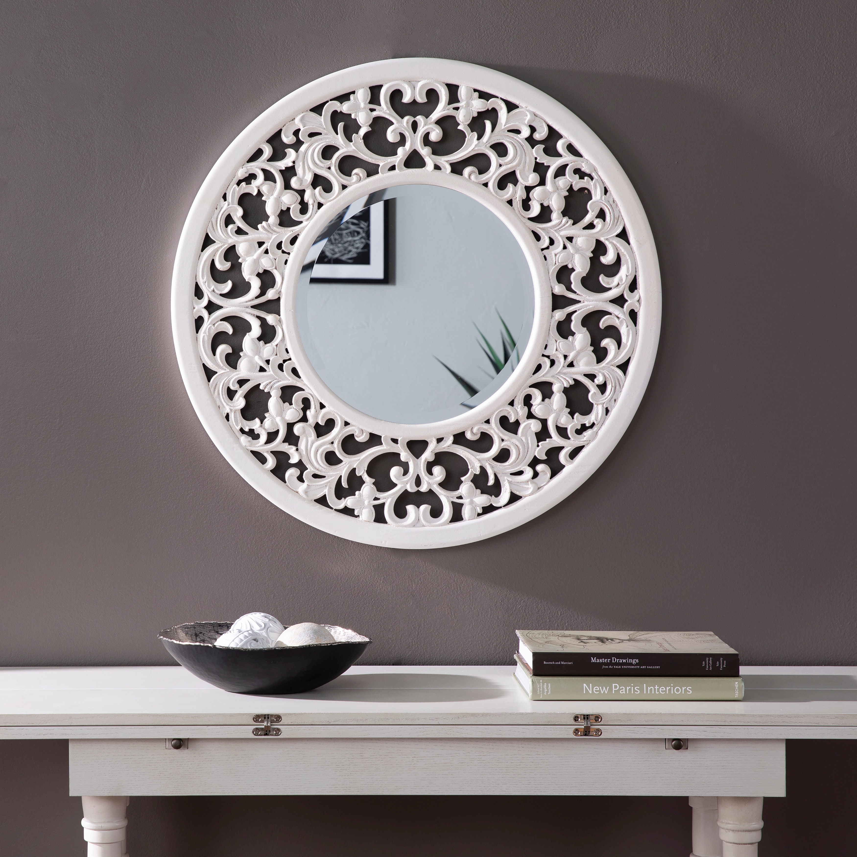 SEI Furniture Kenni Transitional White Wood Mirror