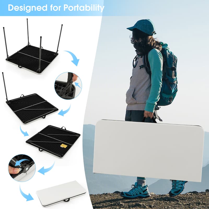Costway Folding Camping Table Portable HDPE Outdoor Picnic Dining - See Details
