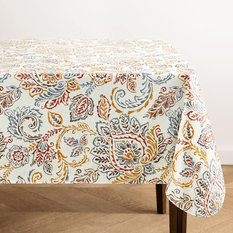 Ava Floral Jacobean Printed Vinyl Indoor/Outdoor Tablecloth - 52x70