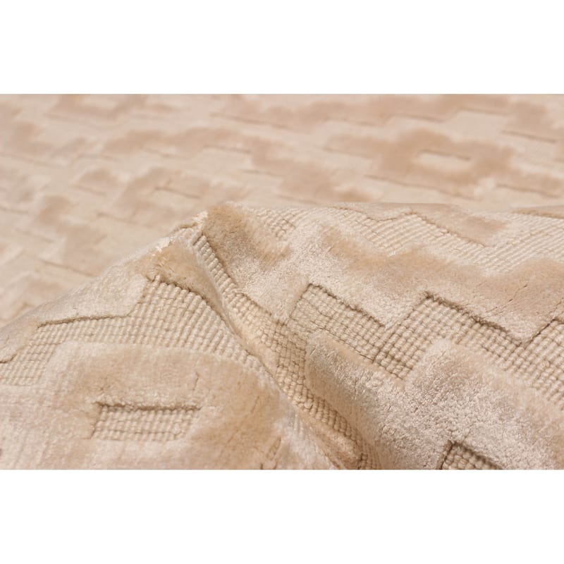 ECARPETGALLERY Hand Loomed Kashkuli Gabbeh Beige Viscose Rug - 5'4 x 7'6