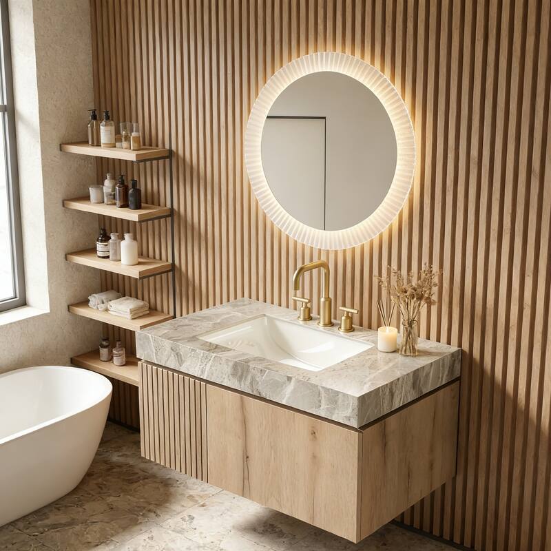 Floating Bathroom Vanity with 3 Pre-drilled Faucet Holes