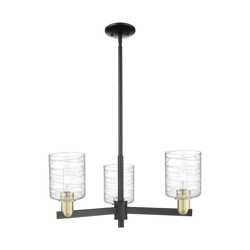 Innovations Lighting Endless Possibilities Arcadia - Cobbleskill - 3 Light 27" Stem Hung Chandelier - Deco Swirl/Black Antique Brass