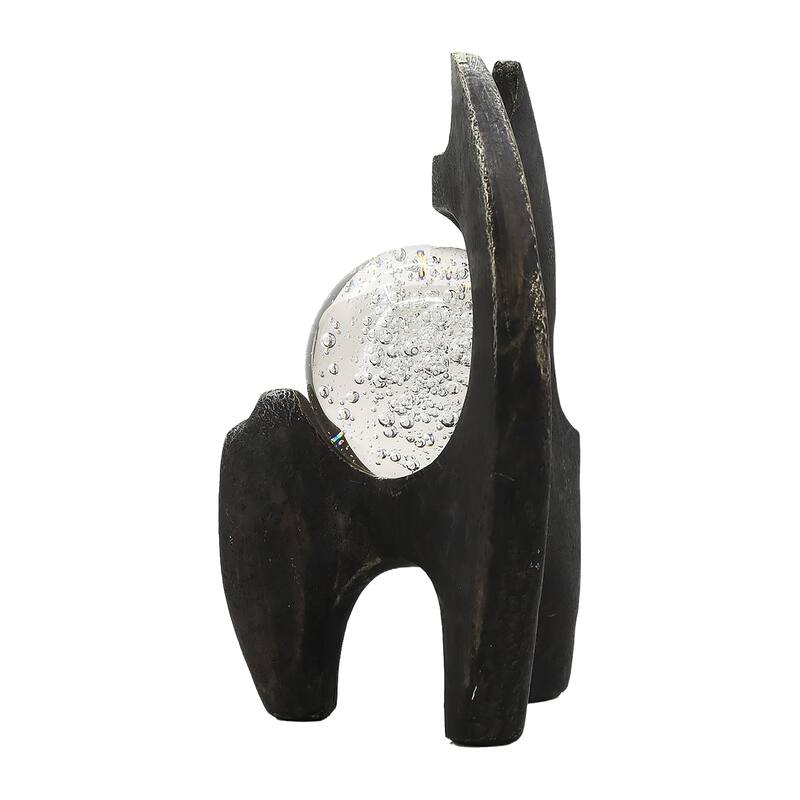 Sagebrook Home Massimo Large 13" Bronze Statuary - Resin and Crystal Decorative Object for Modern Homes - 9" x 7" x 13"