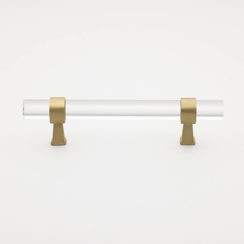 GlideRite 5-Pack 3-3/4 in. Center Clear Acrylic Satin Gold Pulls - Satin Gold