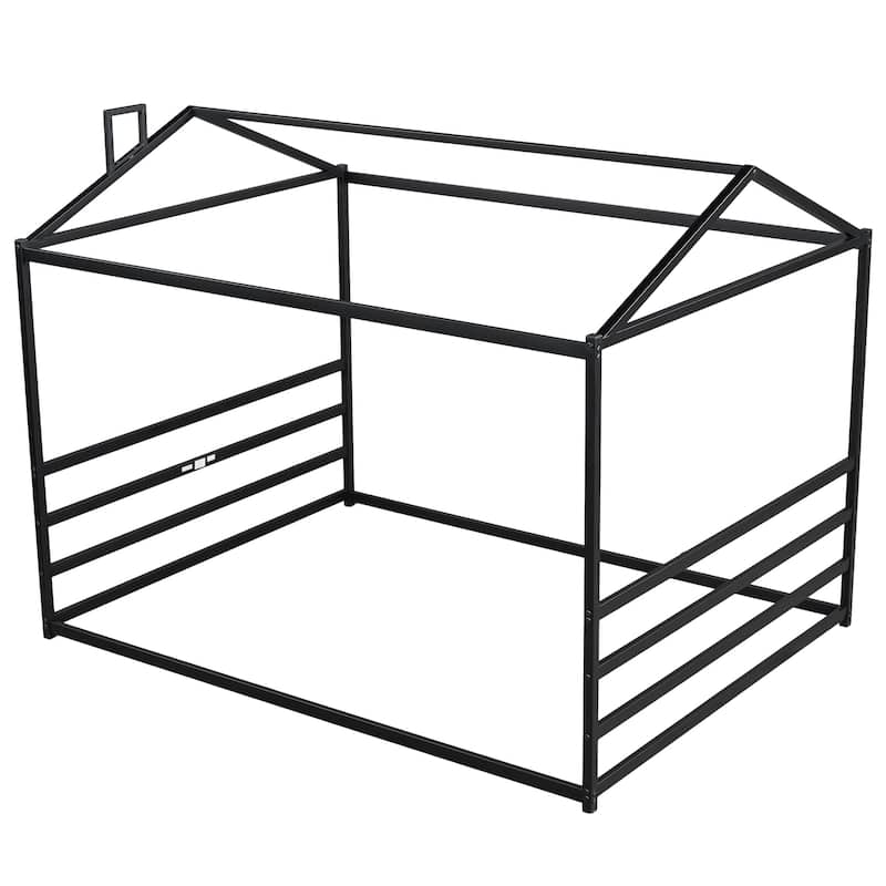 Metal House Shape Platform Bed, Queen