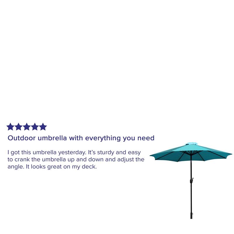 9 FT Round Umbrella - 1.5" Diameter Aluminum Pole - Crank and Tilt Function
