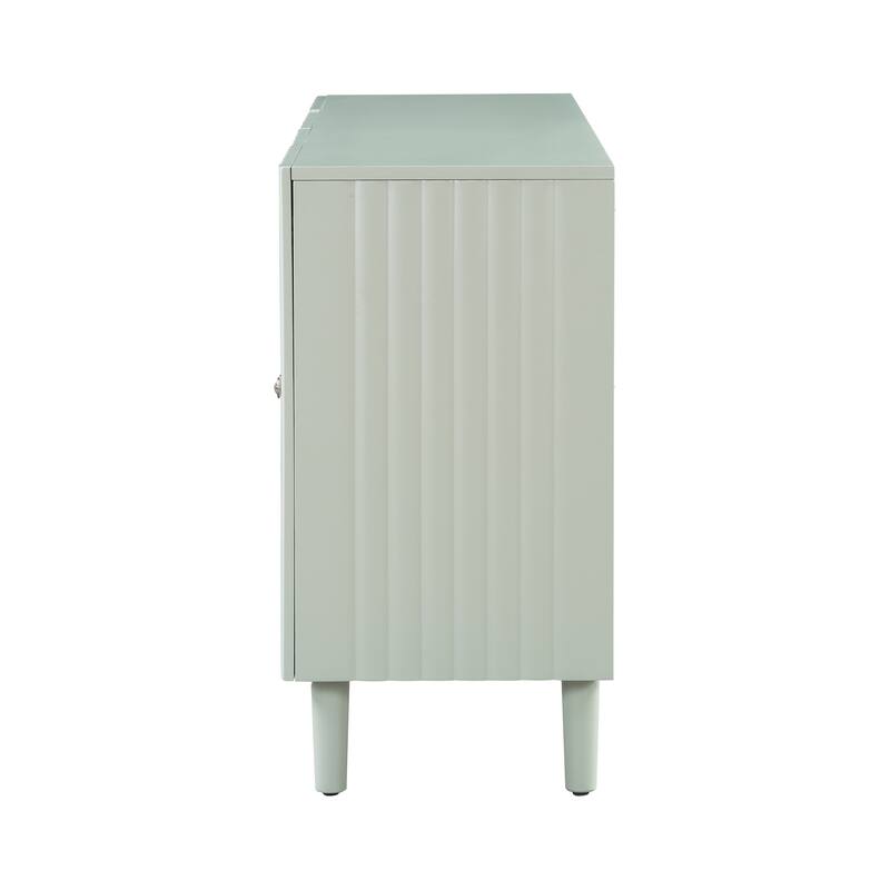 Elegant Four-Door Sideboard with Wavy Pattern Doors