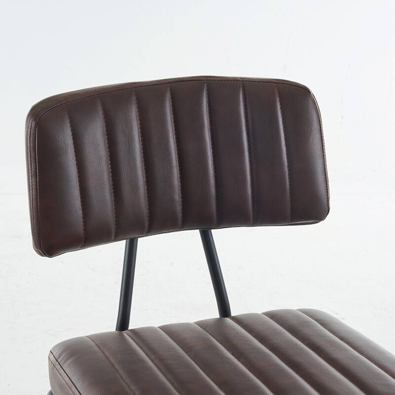 Industrial Bar Stools Set of 2, Counter Height Chairs with PU Leather Upholstery & Metal Frame
