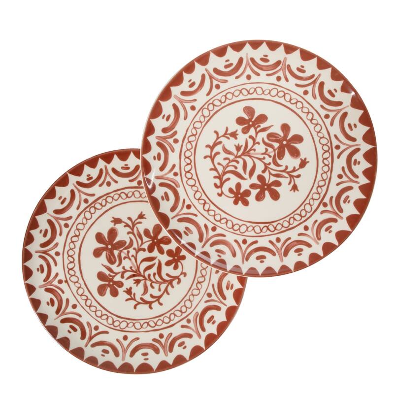Bloomhouse - 2-Time Oprah's Favorite Things Valencia Flor 2 Piece 13" Serving Platter Set - Pomegranate Red