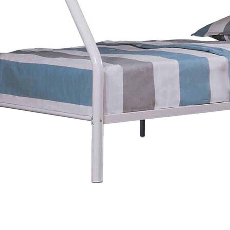 Fegy Twin over Full Bunk Bed with Ladder and Rails, Silver Metal Frame