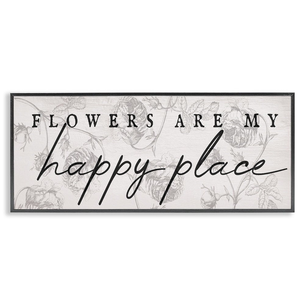 Stupell Flowers Are Happy Place Framed Giclee Art Design By Lil' Rue