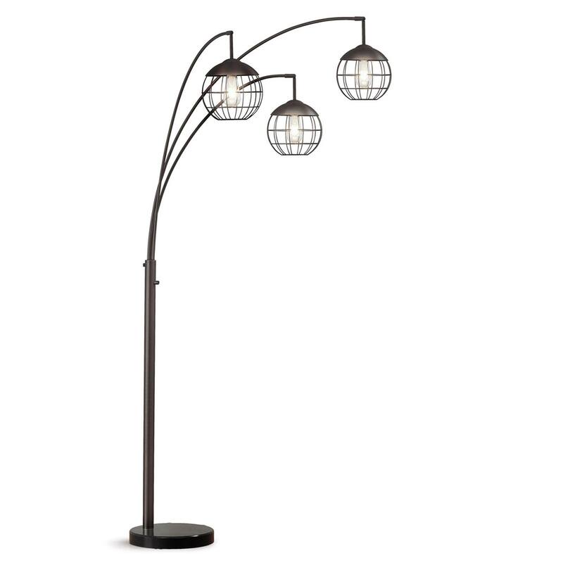 Metro 3-light Wire Shade LED Dimmable Arch Floor Lamp - Espresso Bronze