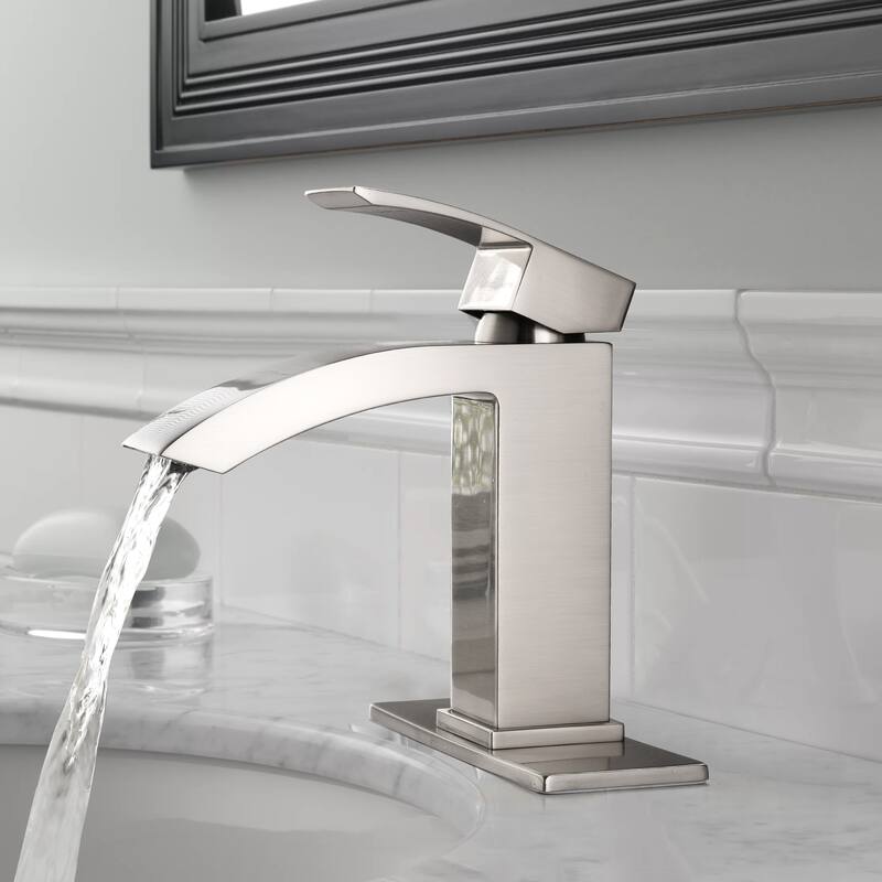 6.54"H Solid Brass Single Handle Single Hole Bathroom Waterfall Faucet