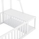 preview thumbnail 8 of 20, Floor Bed Frame with Safety Fence, Metal Floor Bed with Desk and Storage Shelves, Playhouse for Kids