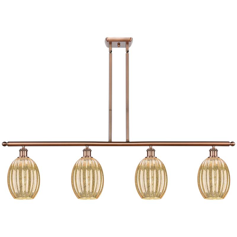 Innovations Lighting Endless Possibilities Ballston - Preston - 4 Light 48" Bulb Shade Stem Hung Island Light - Mercury/Antique Copper
