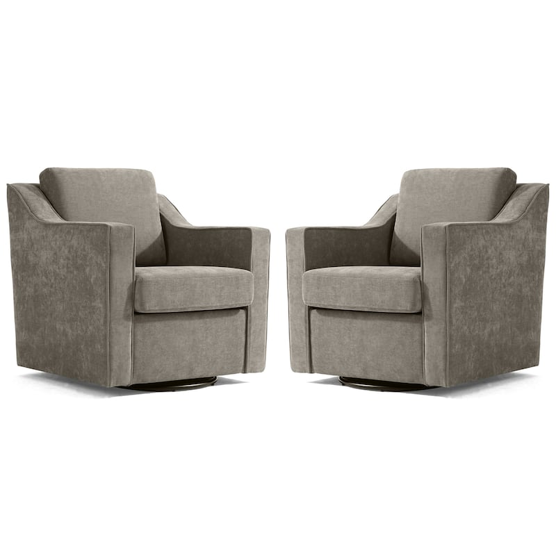 Chenille/Leather Swivel Barrel Chair(Set of 2) Modern Club Chair by UIXE
