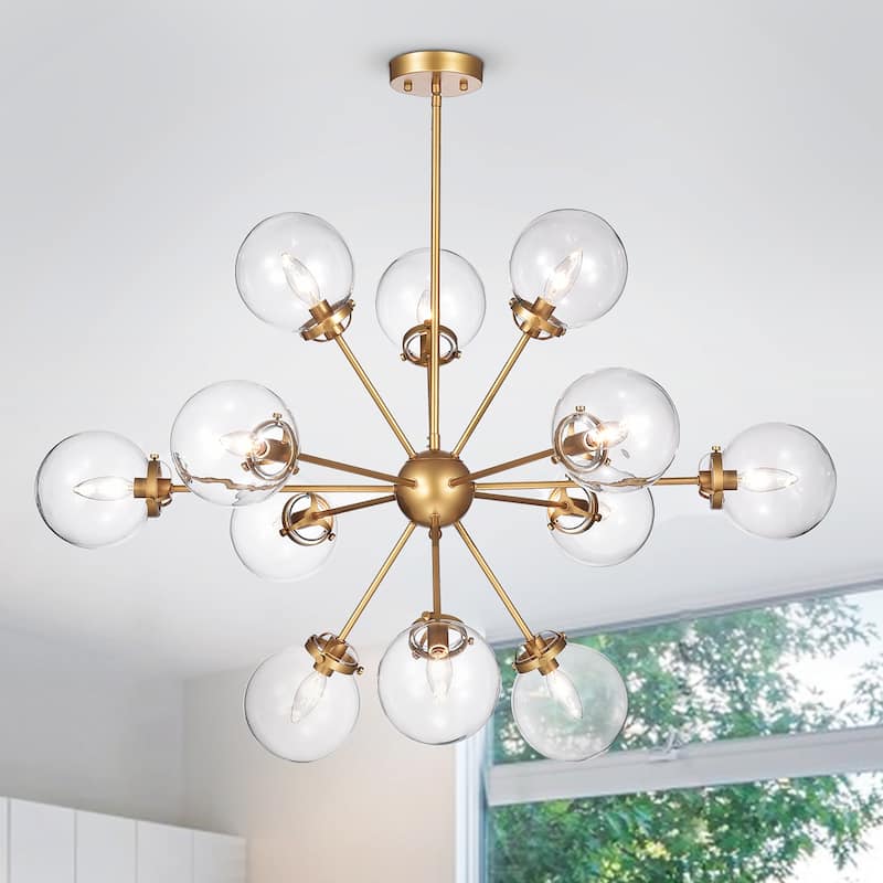 Masakee 12-light Sputnik Metal Chandelier with Clear Glass Globe Shades