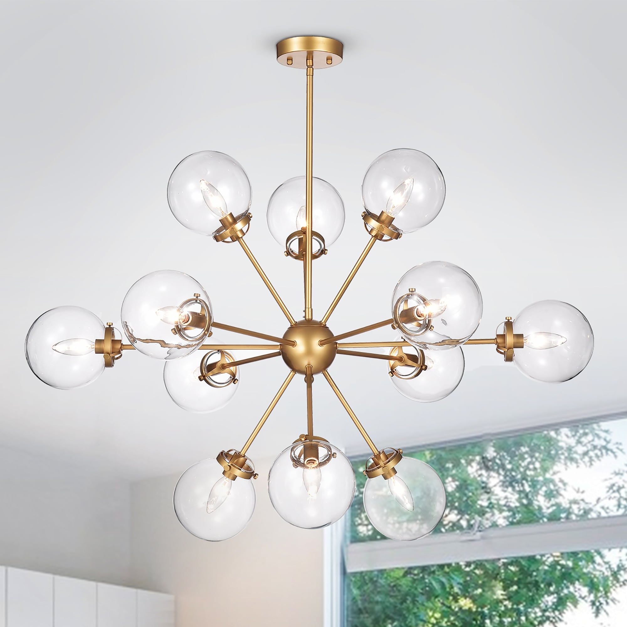 Masakee 12-light Sputnik Metal Chandelier with Clear Glass Globe Shades