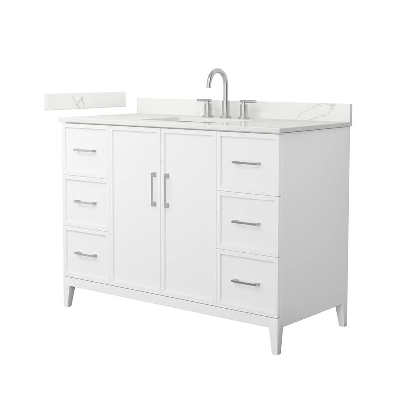 Wyndham Collection WCH717148S-QTZ-US3MXX Elan 48" Free Standing Single - White / Giotto Quartz Top / Brushed Nickel