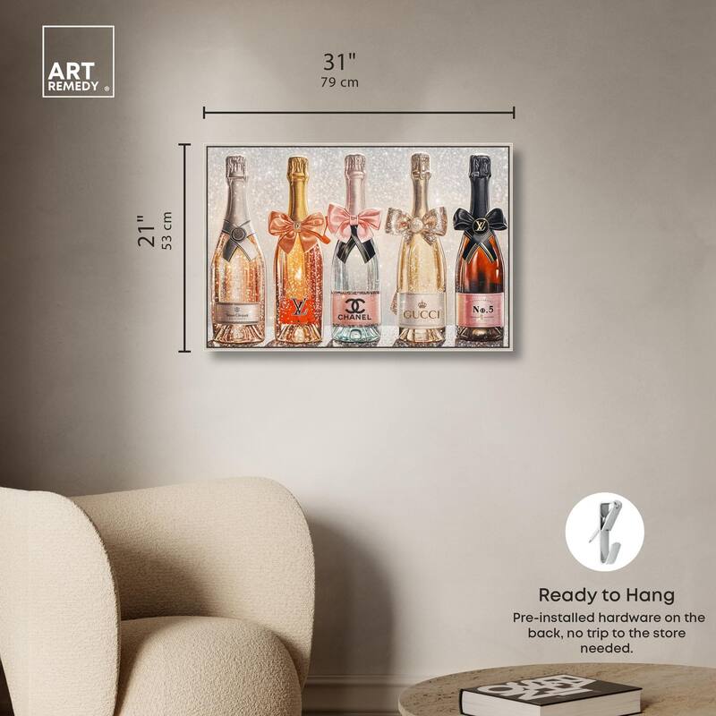 Champagne Bottles Glitz Canvas by Art Remedy