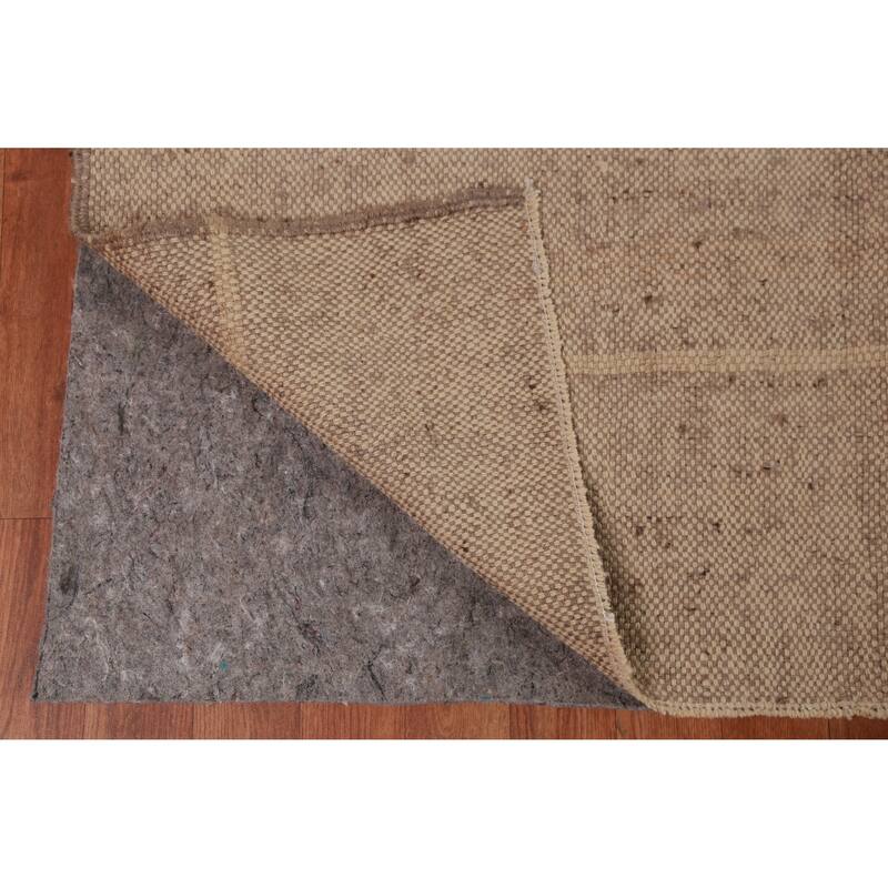 Earth Tone Brown Jute Kilim Oriental Area Rug Flatweave Jute Carpet - 9'9" x 11'4"