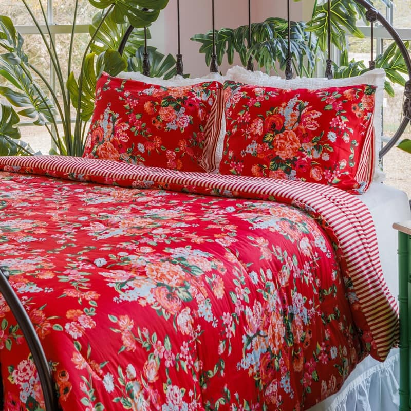 Garden Society Cotton Sateen Reversible Comforter Set by JG Co. by Amie and Jolie Sikes - King - 3 Piece