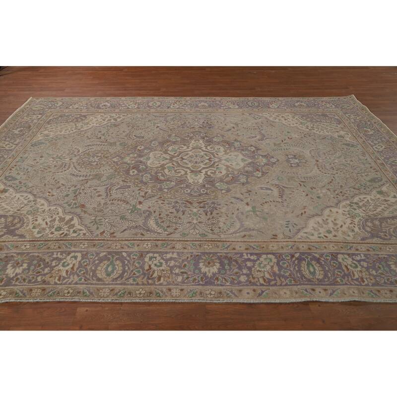 Traditional Tabriz Persian Vintage Area Rug Handmade Wool Carpet - 7'10" x 10'7"