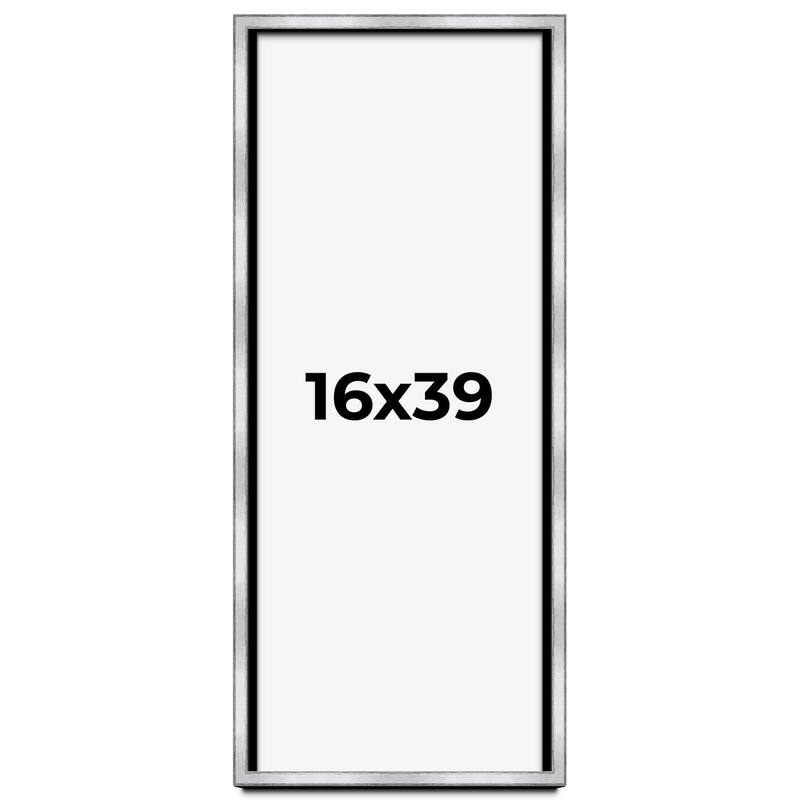 16x39 Shadow Box Frame Silver | 1.375 Inches Deep Real Wood