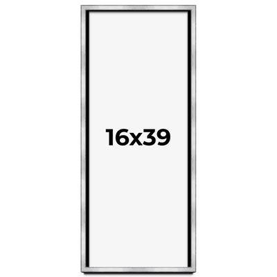 16x39 Shadow Box Frame Silver | 1.375 Inches Deep Real Wood