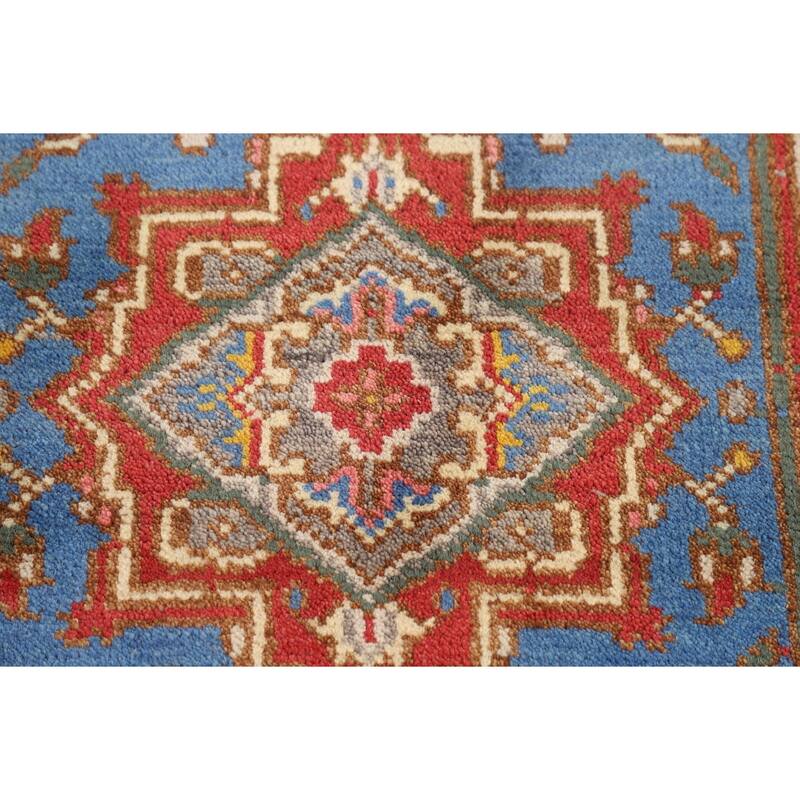 Blue Geometric Heriz Serapi Indian Foyer Rug Handmade Wool Carpet - 3'0"x 5'1"