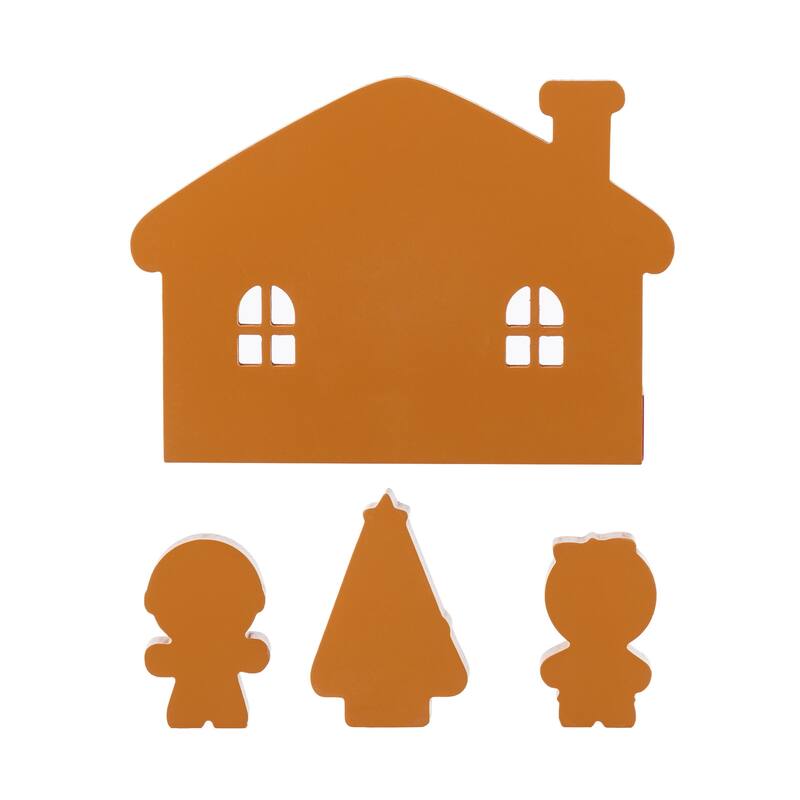 Glitzhome Set of 4 Wooden Christmas Gingerbread House Table Decor