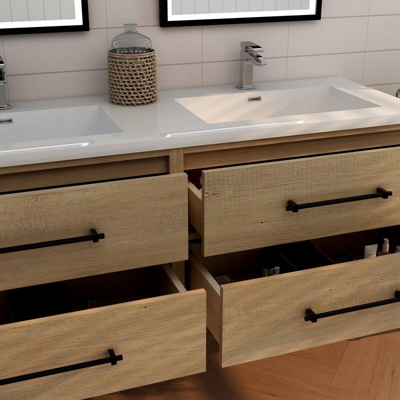 Victoria 60'' Floating Vanity with Double Reinforced Acrylic Sink - 59.5