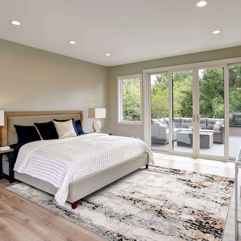Gertmenian Arlo High Low Transitional Modern Gray Ivory Black Indoor Area Rug Collection