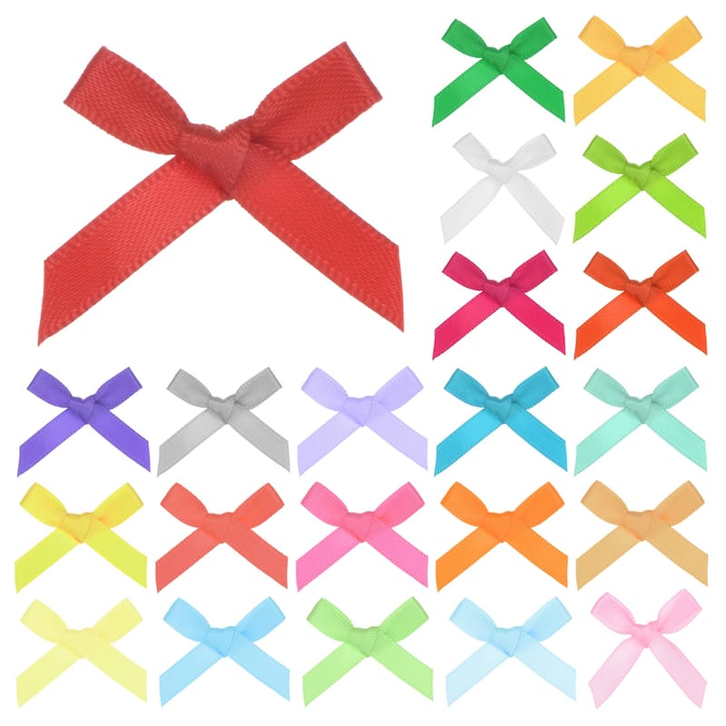 100-Pack Mini Craft Ribbon Bow,1x1.6 Inch for Craft DIY Multicolored - Multicolored