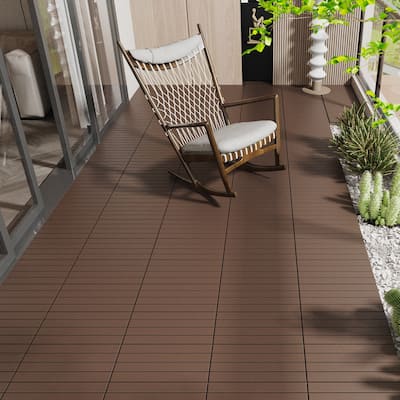 24 Pcs Interlocking Decking Tiles 2 FT Waterproof Outdoor Flooring All Weather Use for Porch Poolside Balcony Backyard