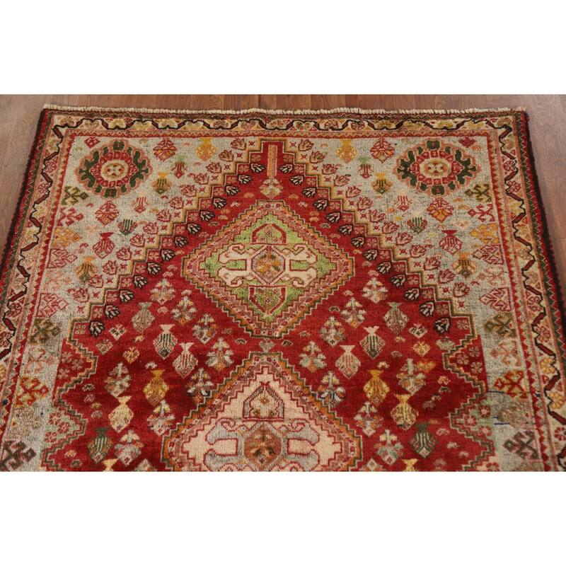 Shiraz Persian Vintage Area Rug Handmade Wool Carpet - 3'9"x 5'4"