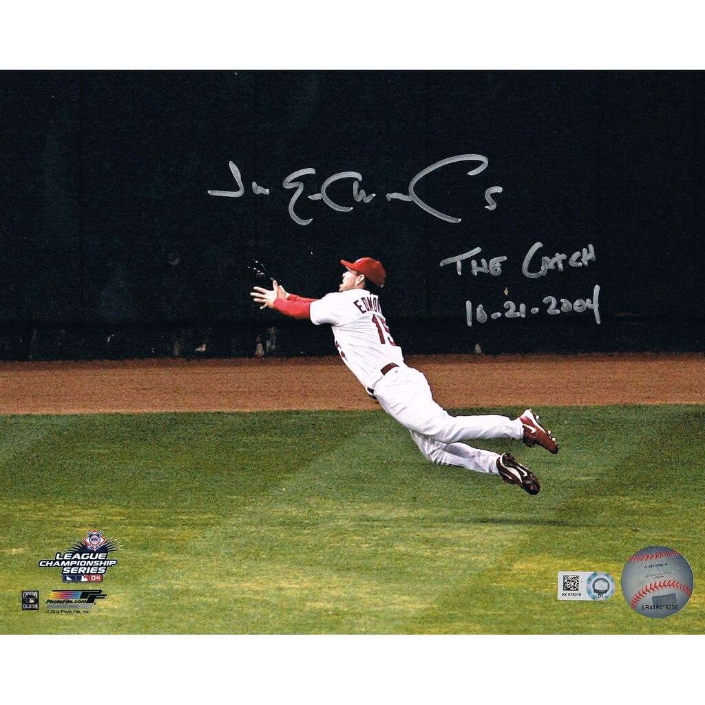 Jim Edmonds Autographed 2004 NLCS Catch 8x10 Signed Photo MLB AUTHENTICATED - 8'6" x 11'6"