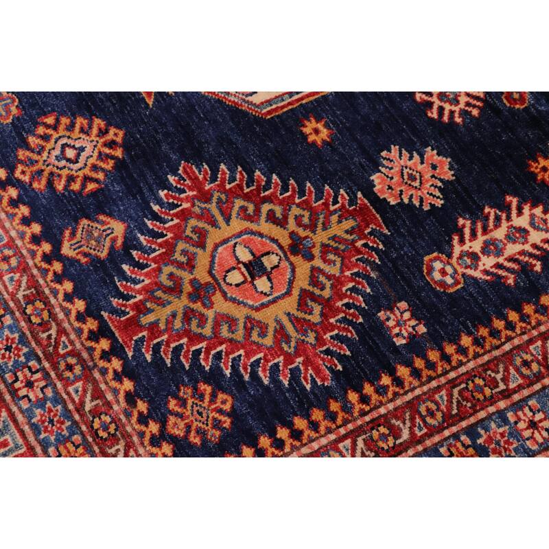 Tribal Super Kazak Paloma Blue/Red Hand Knotted Wool Rug - 8'3'' x 9'9''